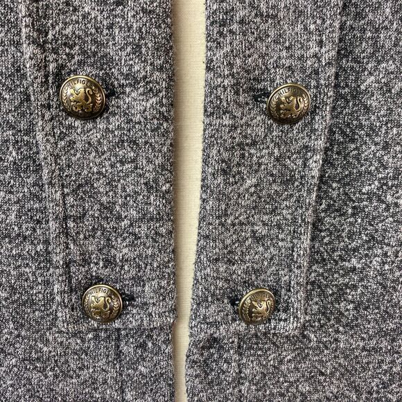 Y2K Tommy Hilfiger Heather Gray Military Knit Jacket XL Open Steampunk Goth Punk - Picture 4 of 12